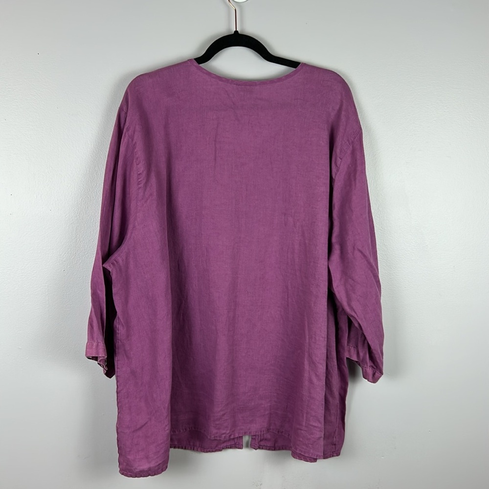 100% linen Pleated / pintuck J. Jill magenta Women's Blouse 4X - Picture 13 of 13